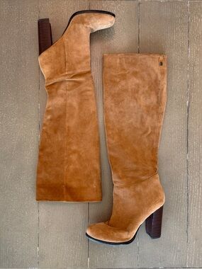 Sam Edelman Women’s Victoria Slouch Knee-High Tan Suede Boots • Size 8.5